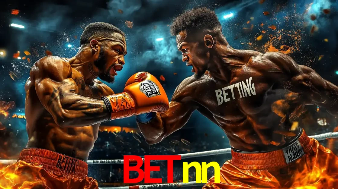 Dois boxeadores em uma luta intensa e explosiva, representando a adrenalina e as oportunidades de apostas em esportes de combate disponíveis na plataforma betnn.