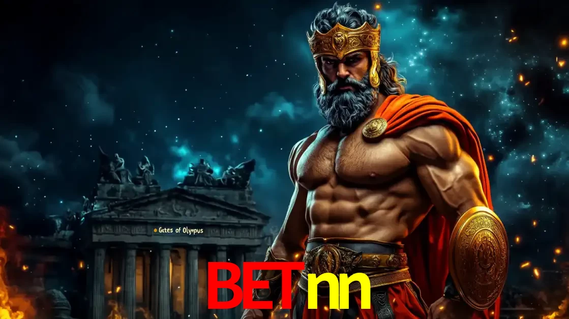 O poderoso Zeus do jogo de slot Gates of Olympus em frente ao seu templo, pronto para lançar multiplicadores divinos e prêmios épicos no cassino online betnn.