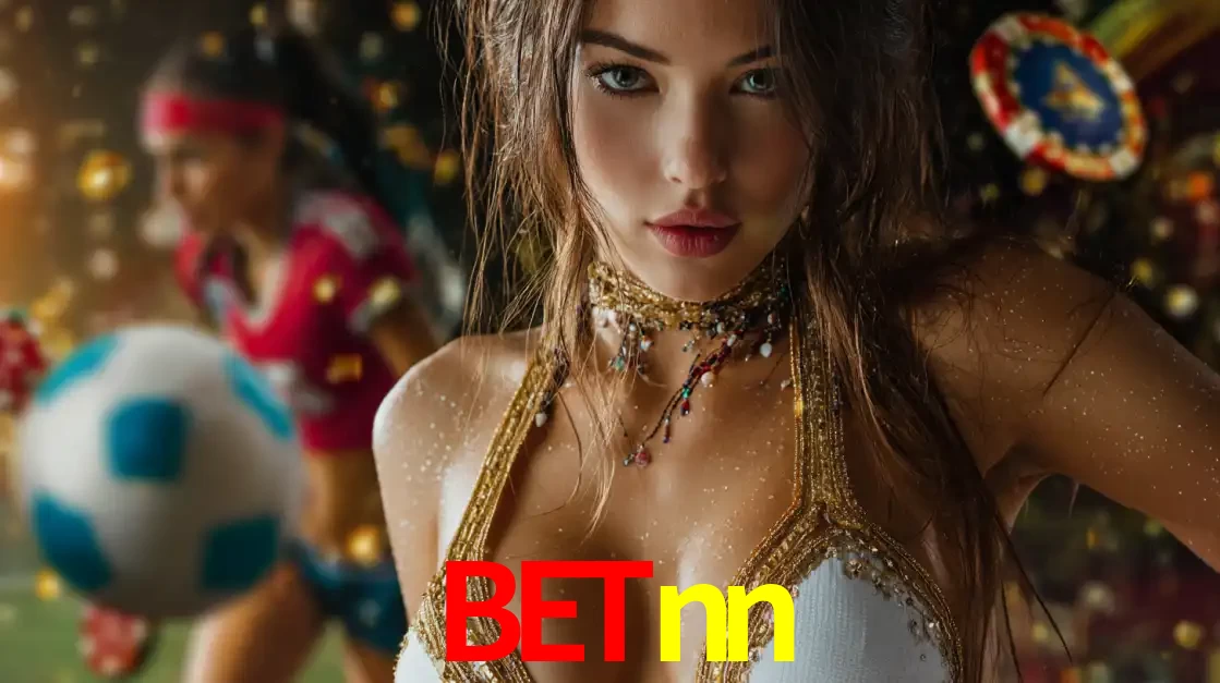 Mulher elegante representando a combinação de glamour e emoção das apostas esportivas, com uma jogadora de futebol ao fundo, destacando a ação no betnn.